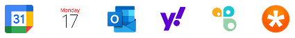 Google Calendar, Apple Calendar, Outlook, Yahoo, Cozi and TeamSnap